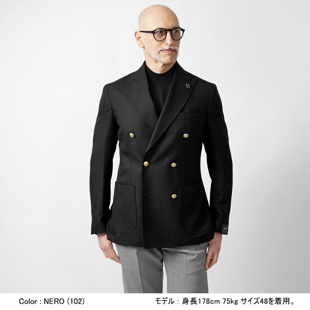ブレラス BRERAS ジャケット ダブルブレスト ネイビー FIRENZETG010 25SS 25春夏 ダブル テーラードジャケット ホップサック ウール メンズ ビジネス ブランド 6ボタン サイドベンツ カノニコ 高級 クラシコ イタリア