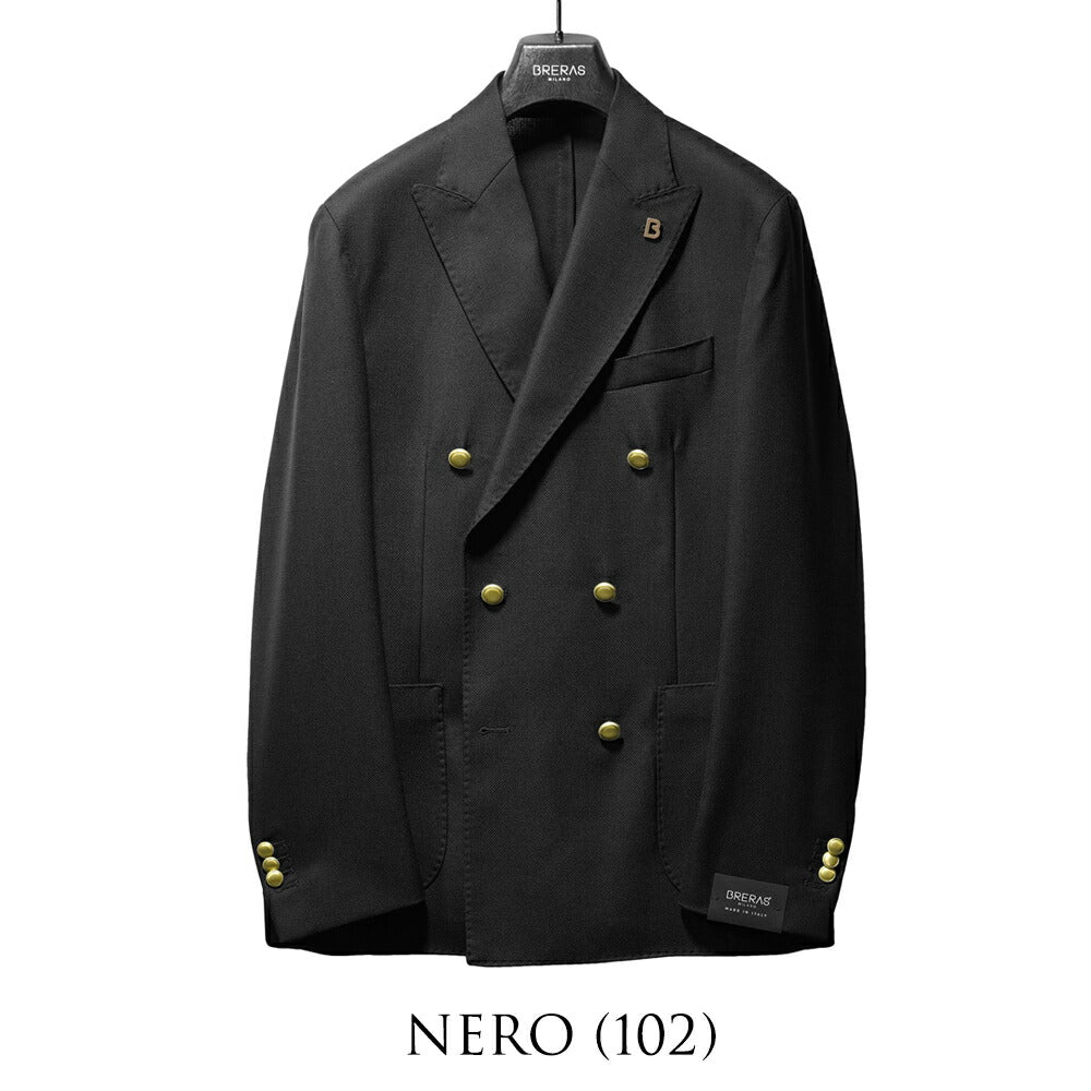 ブレラス BRERAS ジャケット ダブルブレスト ネイビー FIRENZETG010 25SS 25春夏 ダブル テーラードジャケット ホップサック ウール メンズ ビジネス ブランド 6ボタン サイドベンツ カノニコ 高級 クラシコ イタリア