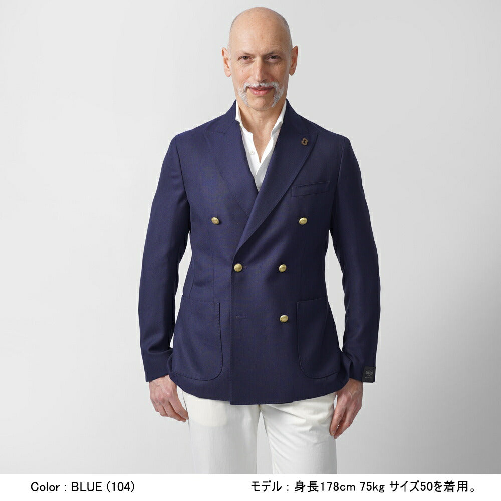 ブレラス BRERAS ジャケット ダブルブレスト ネイビー FIRENZETG010 25SS 25春夏 ダブル テーラードジャケット ホップサック ウール メンズ ビジネス ブランド 6ボタン サイドベンツ カノニコ 高級 クラシコ イタリア