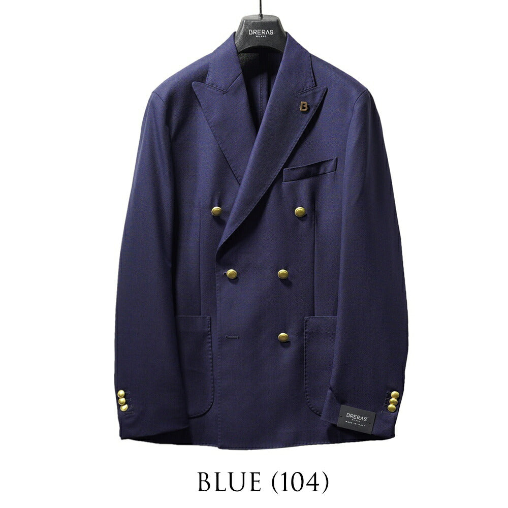 ブレラス BRERAS ジャケット ダブルブレスト ネイビー FIRENZETG010 25SS 25春夏 ダブル テーラードジャケット ホップサック ウール メンズ ビジネス ブランド 6ボタン サイドベンツ カノニコ 高級 クラシコ イタリア