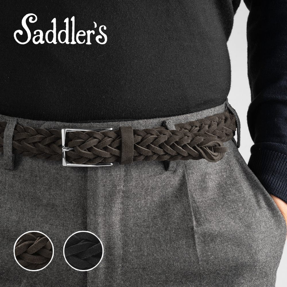 サドラーズ Saddler's スエードメッシュベルト 【3.0cm幅】 G256 ブラック ダークブラウン【メンズ ベルト ビジネス イタリア】