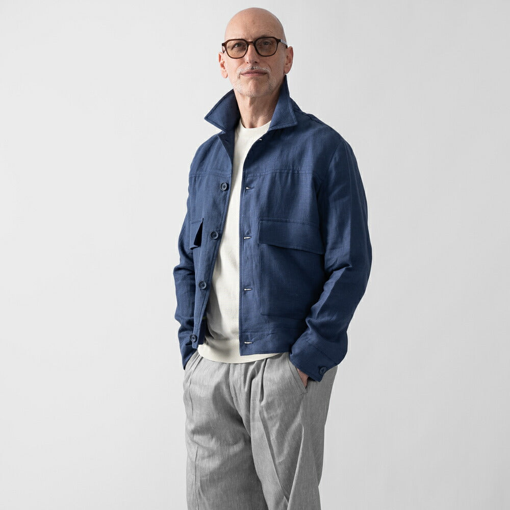 ベルネーゼミラノ BERNESE MILANO ワークジャケット リネン ブルー ブラック ブラウン TLI57GB36BP25 リネンジャケット 25春夏 セットアップ対応 メンズ カジュアル ブランド イタリア
