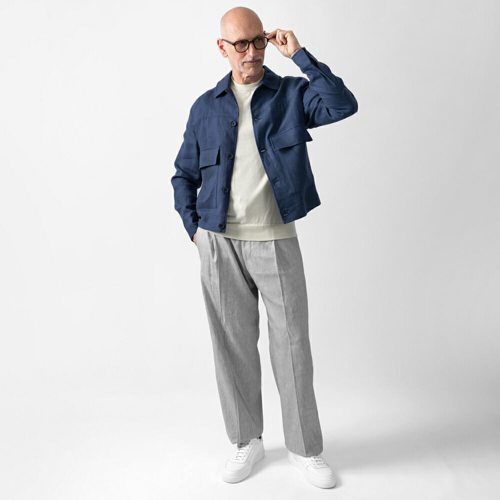 ベルネーゼミラノ BERNESE MILANO ワークジャケット リネン ブルー ブラック ブラウン TLI57GB36BP25 リネンジャケット 25春夏 セットアップ対応 メンズ カジュアル ブランド イタリア