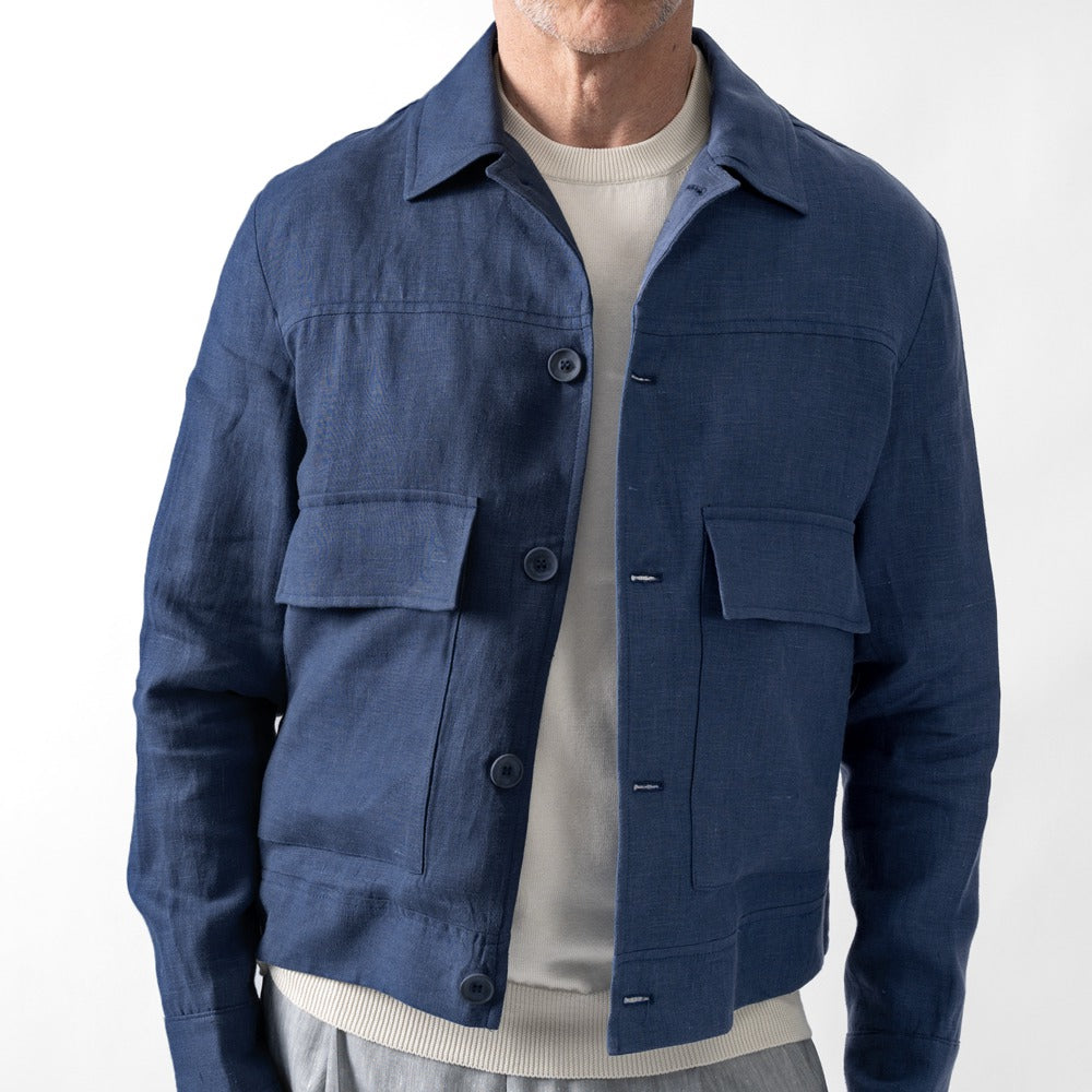 ベルネーゼミラノ BERNESE MILANO ワークジャケット リネン ブルー ブラック ブラウン TLI57GB36BP25 リネンジャケット 25春夏 セットアップ対応 メンズ カジュアル ブランド イタリア