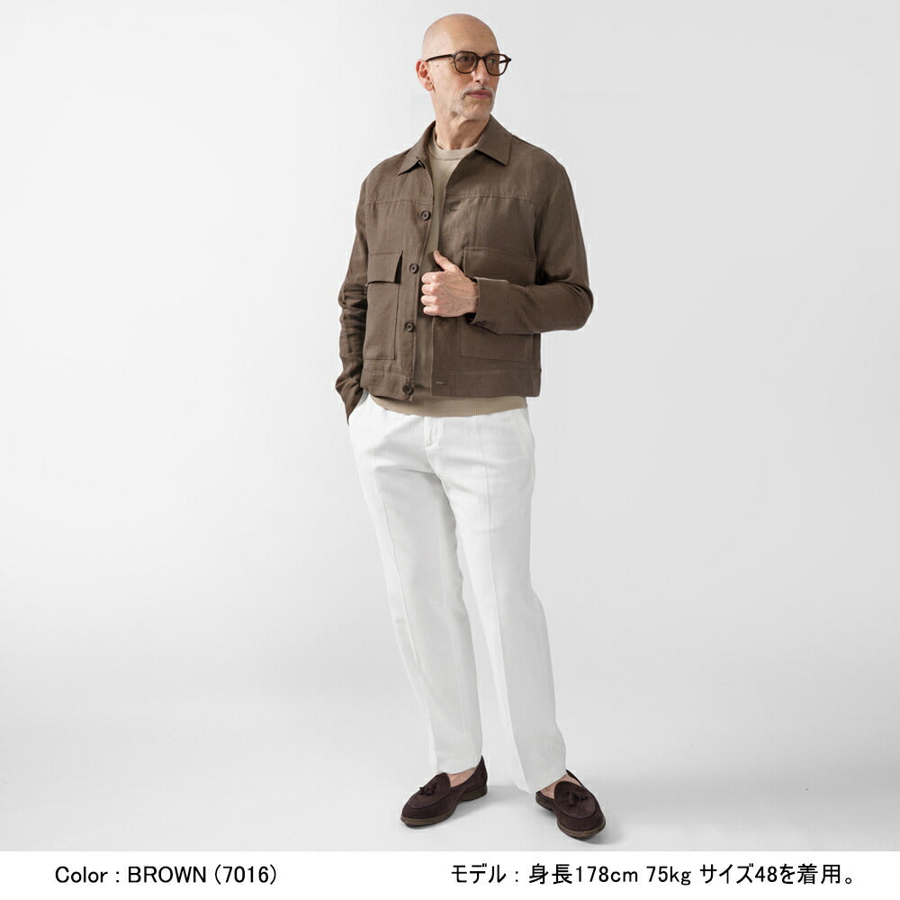 ベルネーゼミラノ BERNESE MILANO ワークジャケット リネン ブルー ブラック ブラウン TLI57GB36BP25 リネンジャケット 25春夏 セットアップ対応 メンズ カジュアル ブランド イタリア