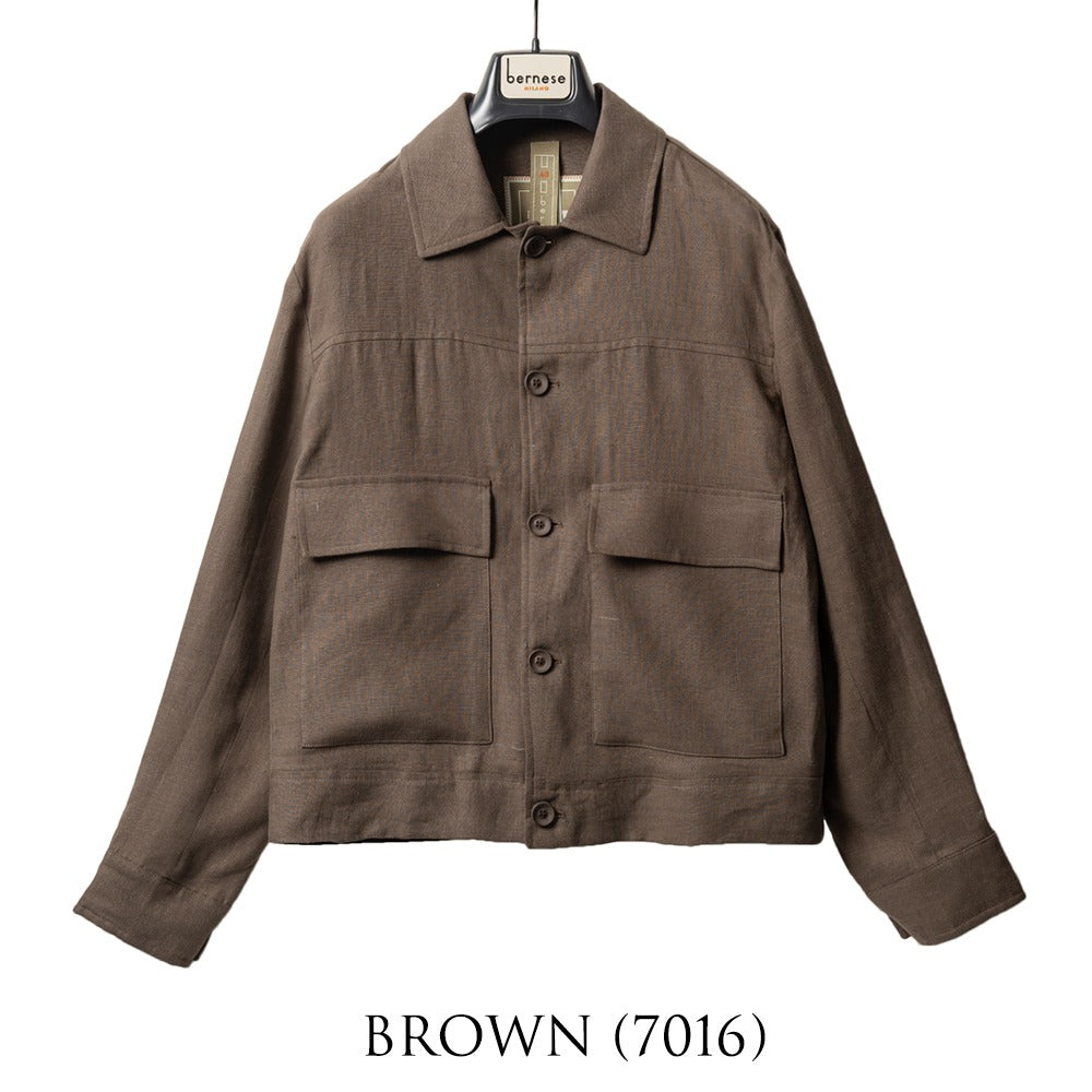 ベルネーゼミラノ BERNESE MILANO ワークジャケット リネン ブルー ブラック ブラウン TLI57GB36BP25 リネンジャケット 25春夏 セットアップ対応 メンズ カジュアル ブランド イタリア