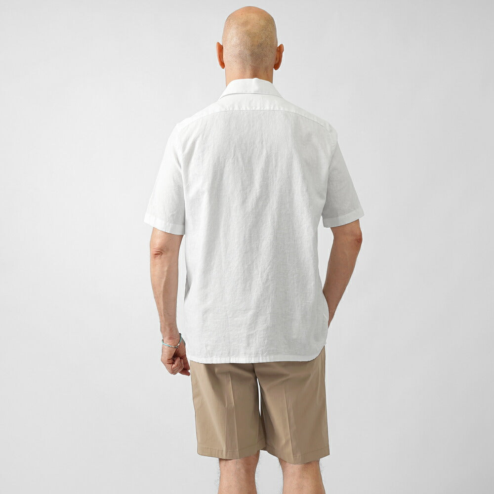ギローバー GUY ROVER オープンカラー シャツ 半袖 3850GR352LJ 551301 開襟 コットン リネン ホワイト ブラック グレー イタリア メンズ 半袖 カジュアル シャツ 夏 無地