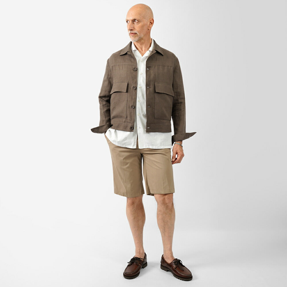 バルバッティ BARBATI ハーフパンツ B-DANIEL 125681 ワンプリーツ ストレッチ 25春夏 メンズ ショーツ ショートパンツ 短パン イタリア ブランド 春 夏 膝上 綿 コットン ナイロン スリム グリーン オフホワイト ベージュ ネイビー