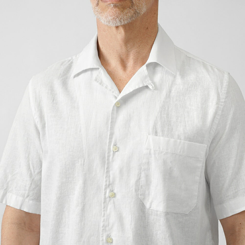 ギローバー GUY ROVER オープンカラー シャツ 半袖 3850GR352LJ 551301 開襟 コットン リネン ホワイト ブラック グレー イタリア メンズ 半袖 カジュアル シャツ 夏 無地