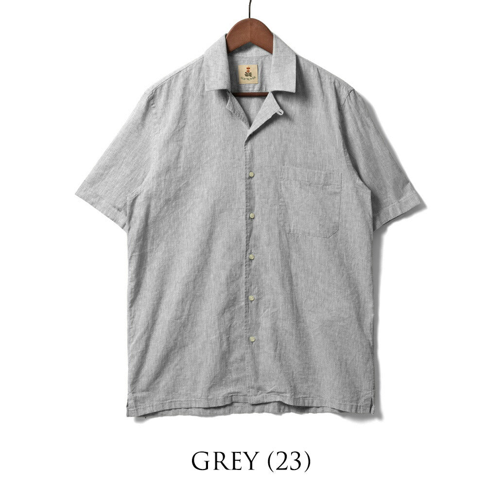 ギローバー GUY ROVER オープンカラー シャツ 半袖 3850GR352LJ 551301 開襟 コットン リネン ホワイト ブラック グレー イタリア メンズ 半袖 カジュアル シャツ 夏 無地