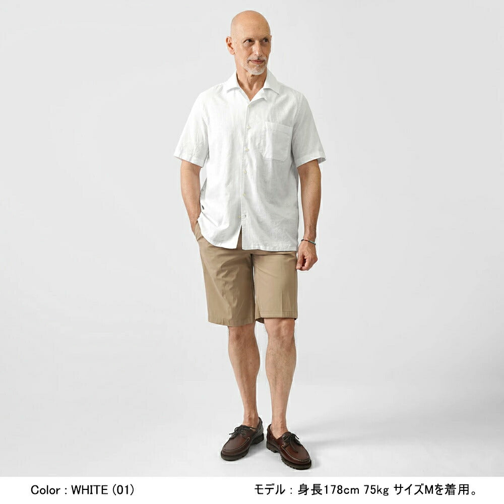 ギローバー GUY ROVER オープンカラー シャツ 半袖 3850GR352LJ 551301 開襟 コットン リネン ホワイト ブラック グレー イタリア メンズ 半袖 カジュアル シャツ 夏 無地