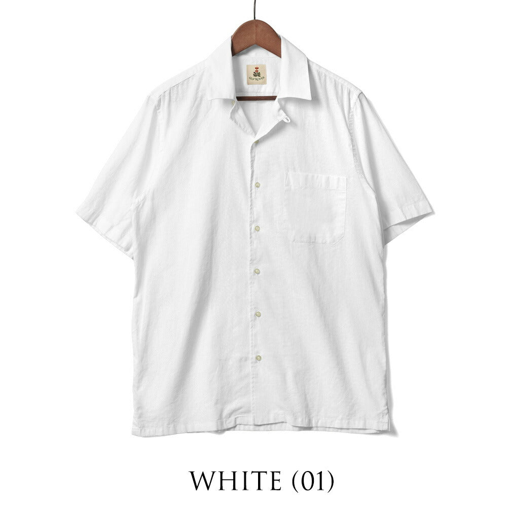ギローバー GUY ROVER オープンカラー シャツ 半袖 3850GR352LJ 551301 開襟 コットン リネン ホワイト ブラック グレー イタリア メンズ 半袖 カジュアル シャツ 夏 無地