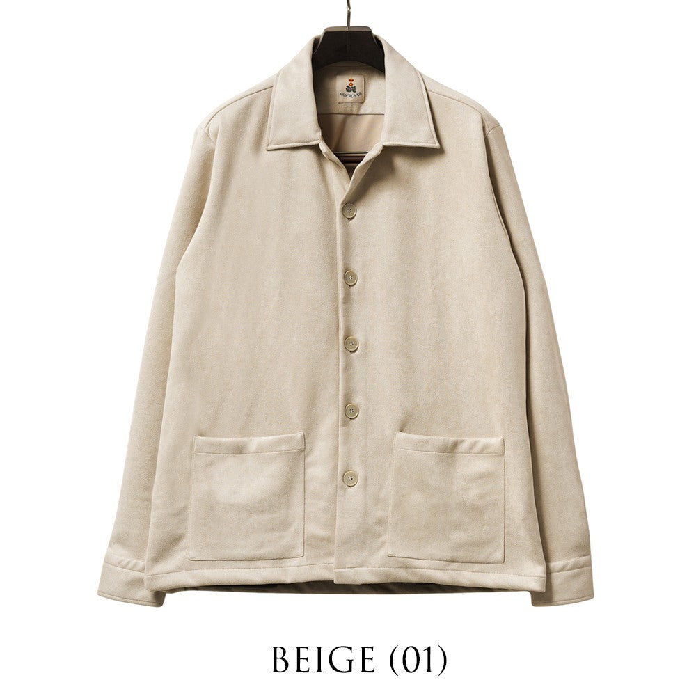 ギローバー GUY ROVER カバーオール 3590GR401 552607 フェイクスエード ベージュ ブラウン ネイビー ブラック シャツジャケット ストレッチ イタリア メンズ シャツ ヴィンテージ