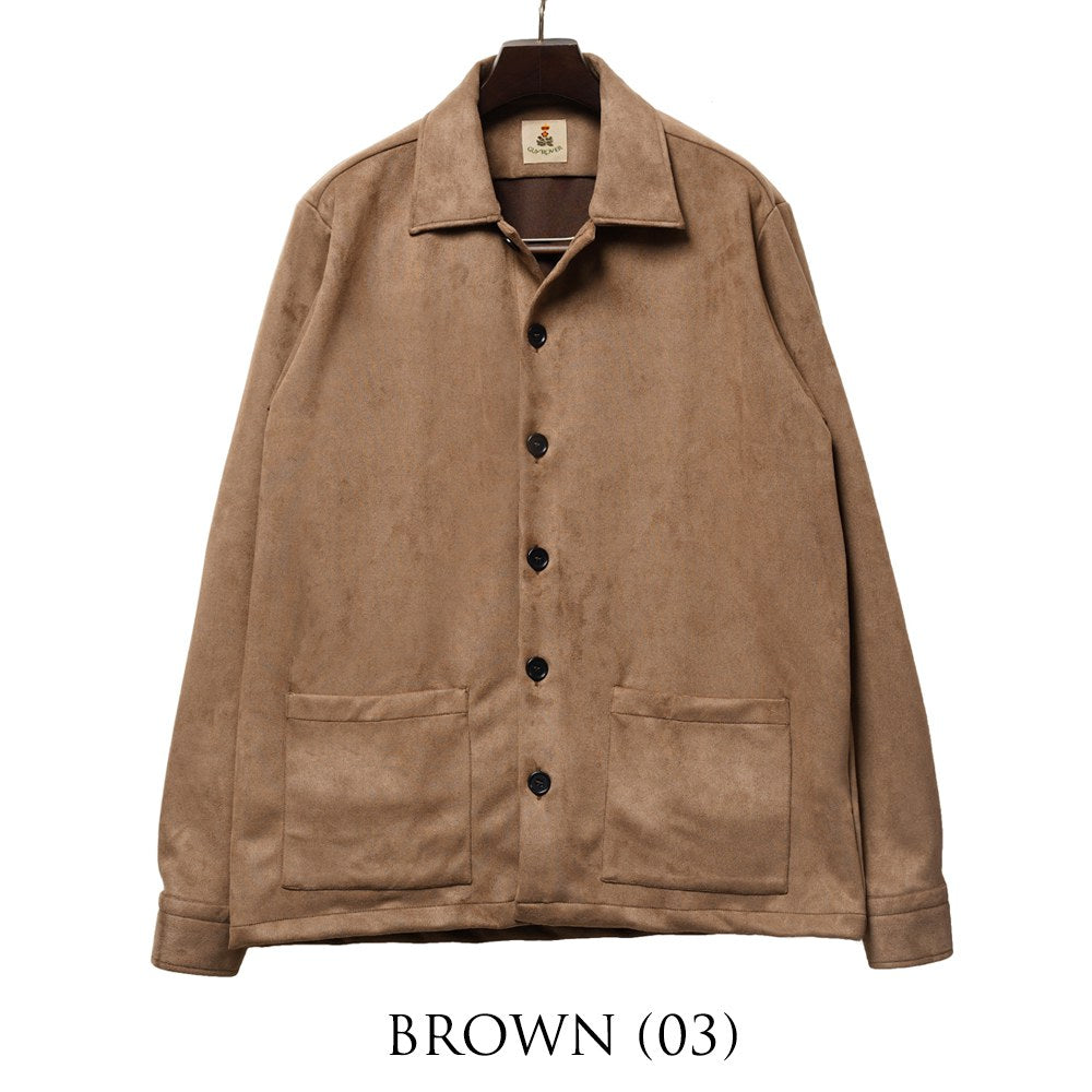 ギローバー GUY ROVER カバーオール 3590GR401 552607 フェイクスエード ベージュ ブラウン ネイビー ブラック シャツジャケット ストレッチ イタリア メンズ シャツ ヴィンテージ