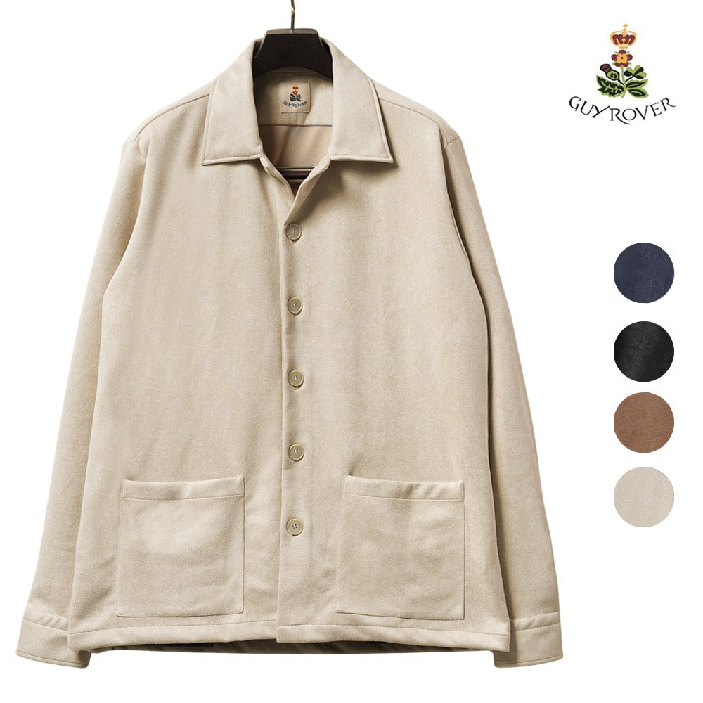 ギローバー GUY ROVER カバーオール 3590GR401 552607 フェイクスエード ベージュ ブラウン ネイビー ブラック シャツジャケット ストレッチ イタリア メンズ シャツ ヴィンテージ