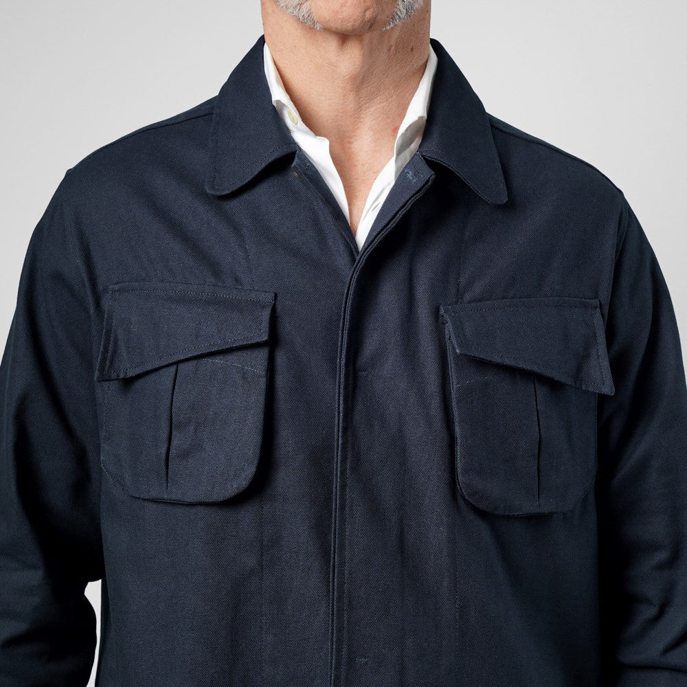 ギローバー GUY ROVER ミリタリーシャツ シャツジャケット 3850GR654L 551601 ファティーグジャケット コットン オフホワイト ネイビー ミリタリーシャツ  ミリタリージャケット イタリア メンズ シャツ ミリタリー ヴィンテージ