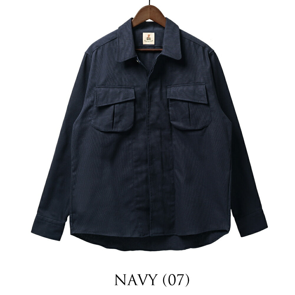 ギローバー GUY ROVER ミリタリーシャツ シャツジャケット 3850GR654L 551601 ファティーグジャケット コットン オフホワイト ネイビー ミリタリーシャツ  ミリタリージャケット イタリア メンズ シャツ ミリタリー ヴィンテージ