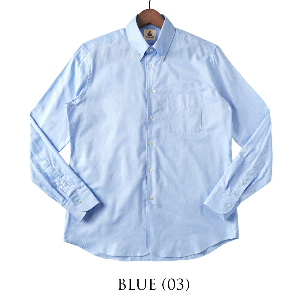 ギローバー GUY ROVER ボタンダウンシャツ 長袖 3950GR657 205 552103 リラックスフィット オックスフォード コットン ホワイト ブラック ネイビー ブルー シャツ イタリア メンズ 長袖 ドレス カジュアル 無地