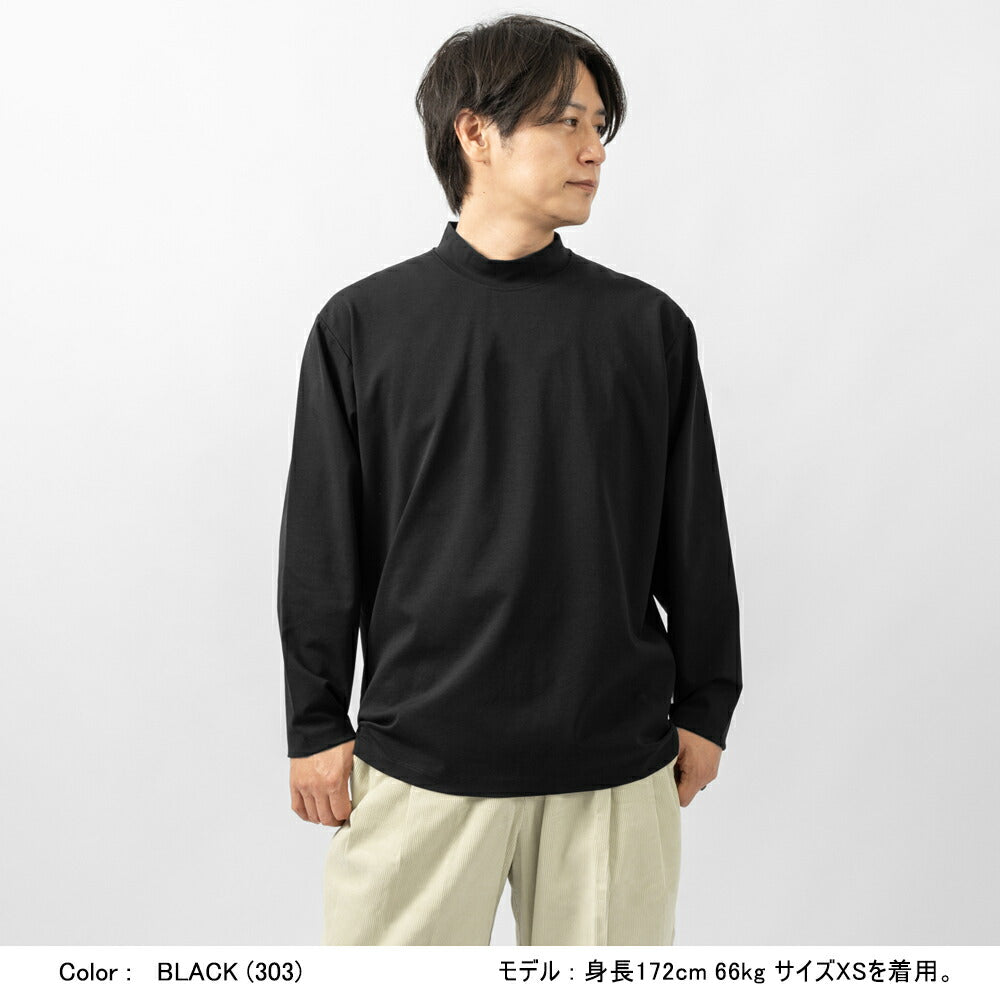 イーヴォ HEVO モックネック長袖Tシャツ オーバーサイズ MONACIZZO ホワイト ブラック ネイビー