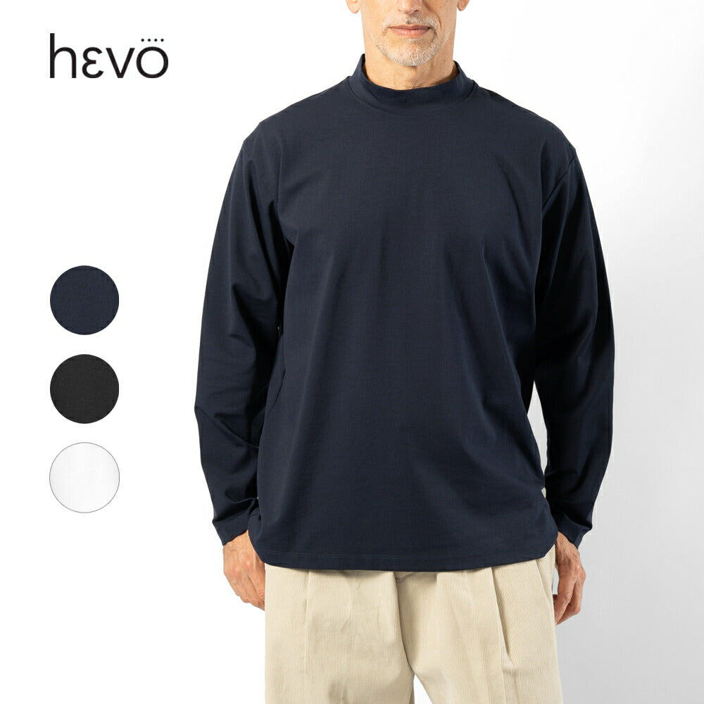イーヴォ HEVO モックネック長袖Tシャツ オーバーサイズ MONACIZZO ホワイト ブラック ネイビー