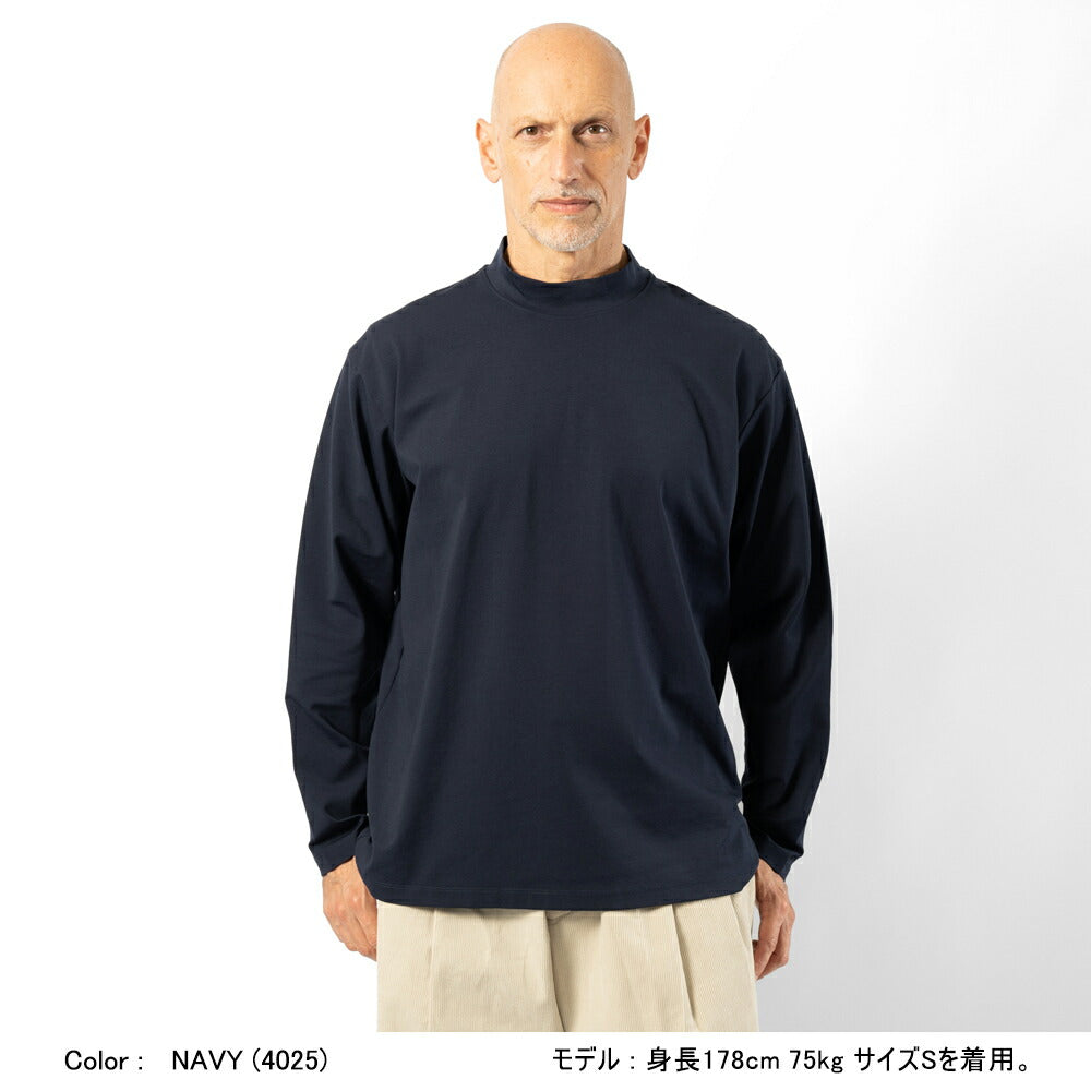 イーヴォ HEVO モックネック長袖Tシャツ オーバーサイズ MONACIZZO ホワイト ブラック ネイビー