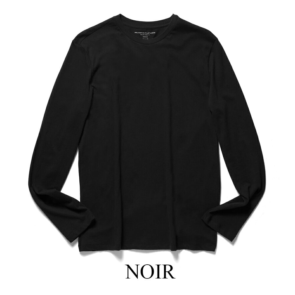 マジェスティック フィラチュール MAJESTIC FILATURES 長袖Tシャツ クルーネック HTS023 ブラック ネイビー ホワイト メンズ 長袖 無地 ストレッチ 黒 紺 白【ゆうパケット対応】