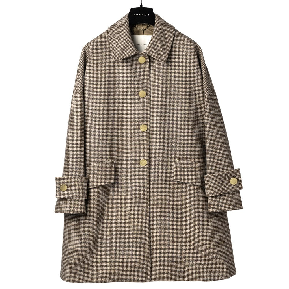 マッキントッシュ MACKINTOSH コート HUMBIE METAL BUTTON レディース ハンビー ウール カジュアル 千鳥柄 千鳥格子 ハウンドドゥース チェック ステンカラーコート バルカラーコート ブラック ブラウン ベージュ 秋 冬 シンプル ミドル丈 金ボタン メタルボタン ブランド