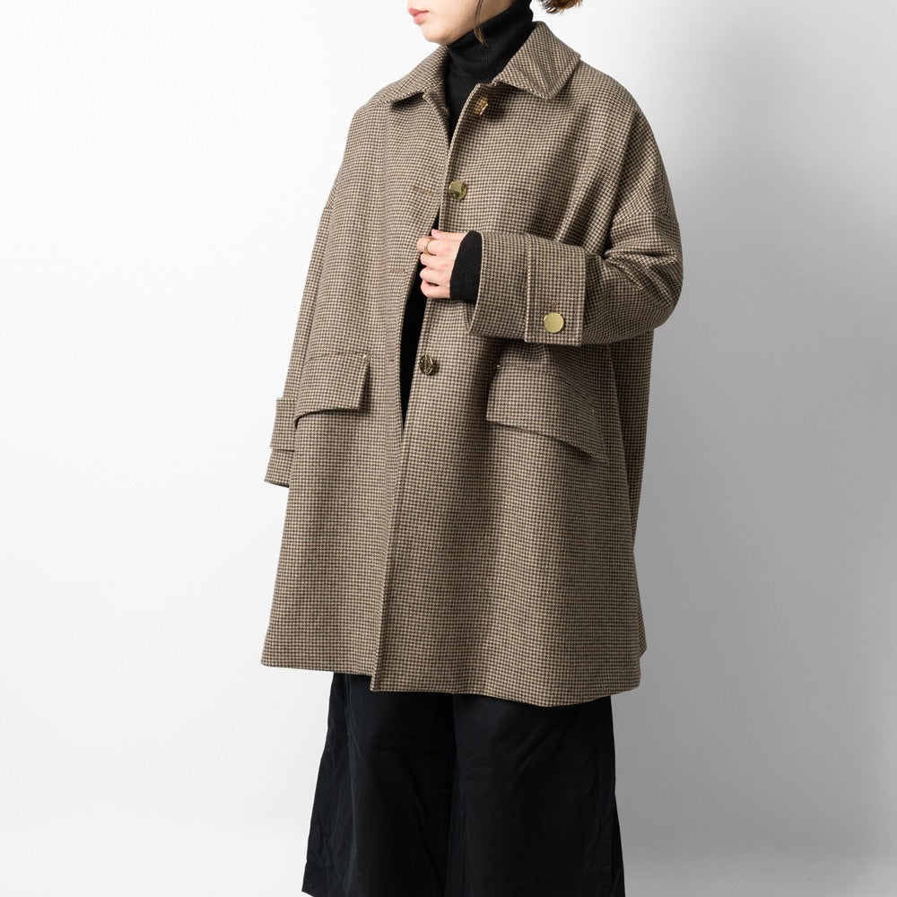 マッキントッシュ MACKINTOSH コート HUMBIE METAL BUTTON レディース ハンビー ウール カジュアル 千鳥柄 千鳥格子 ハウンドドゥース チェック ステンカラーコート バルカラーコート ブラック ブラウン ベージュ 秋 冬 シンプル ミドル丈 金ボタン メタルボタン ブランド