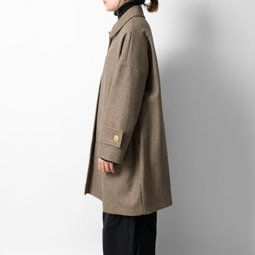 マッキントッシュ MACKINTOSH コート HUMBIE METAL BUTTON レディース ハンビー ウール カジュアル 千鳥柄 千鳥格子 ハウンドドゥース チェック ステンカラーコート バルカラーコート ブラック ブラウン ベージュ 秋 冬 シンプル ミドル丈 金ボタン メタルボタン ブランド