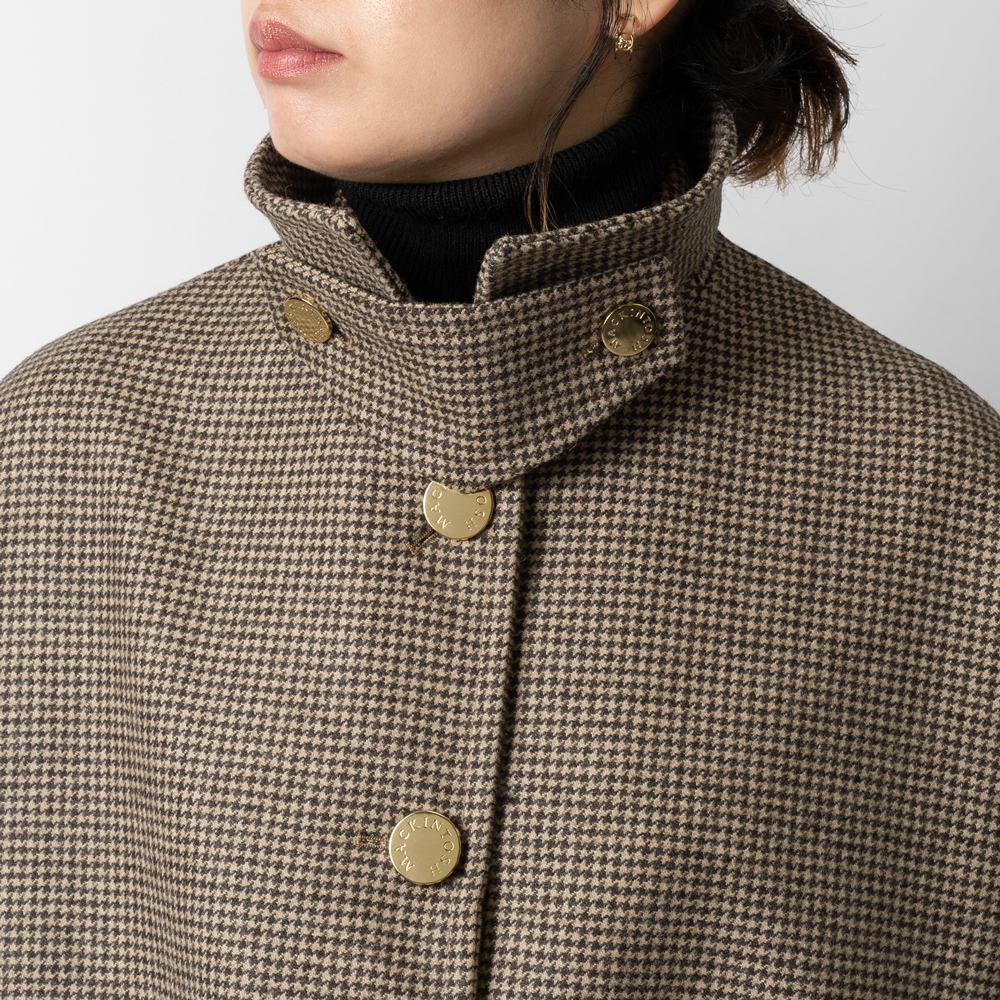 マッキントッシュ MACKINTOSH コート HUMBIE METAL BUTTON レディース ハンビー ウール カジュアル 千鳥柄 千鳥格子 ハウンドドゥース チェック ステンカラーコート バルカラーコート ブラック ブラウン ベージュ 秋 冬 シンプル ミドル丈 金ボタン メタルボタン ブランド