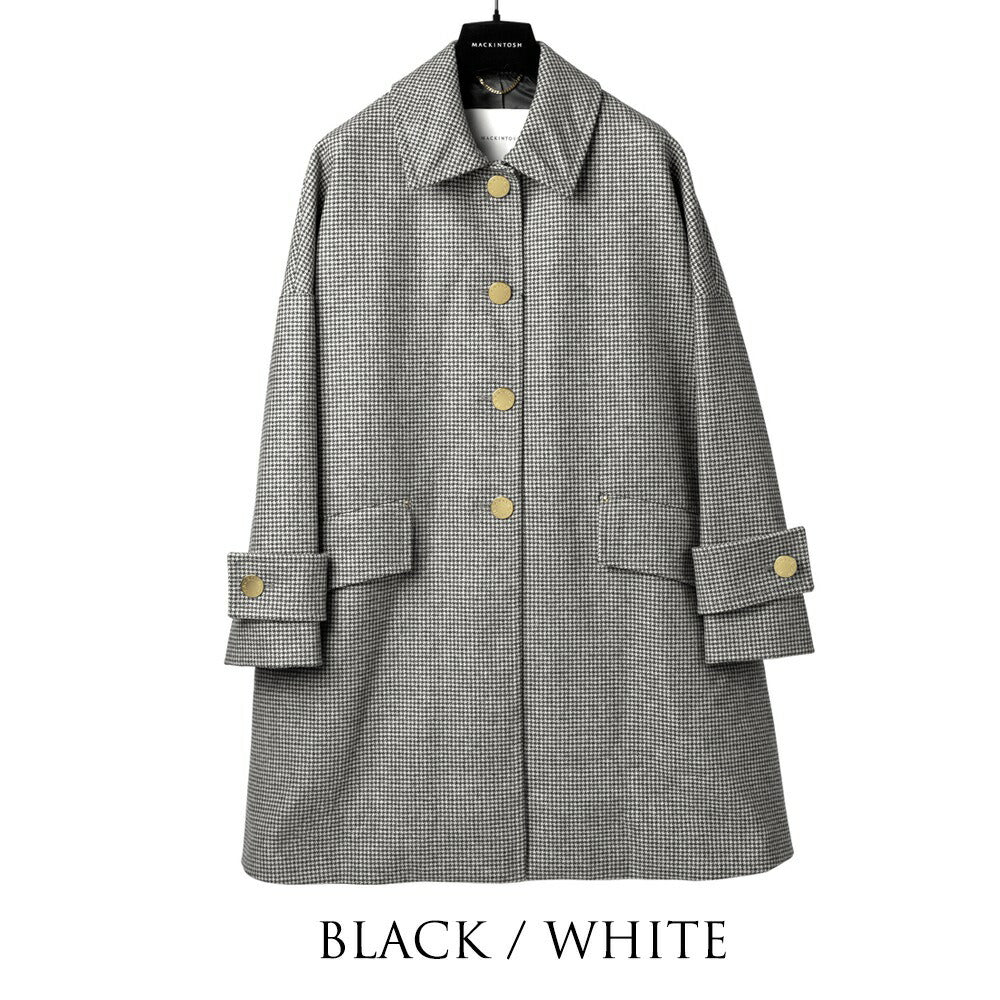 マッキントッシュ MACKINTOSH コート HUMBIE METAL BUTTON レディース ハンビー ウール カジュアル 千鳥柄 千鳥格子 ハウンドドゥース チェック ステンカラーコート バルカラーコート ブラック ブラウン ベージュ 秋 冬 シンプル ミドル丈 金ボタン メタルボタン ブランド