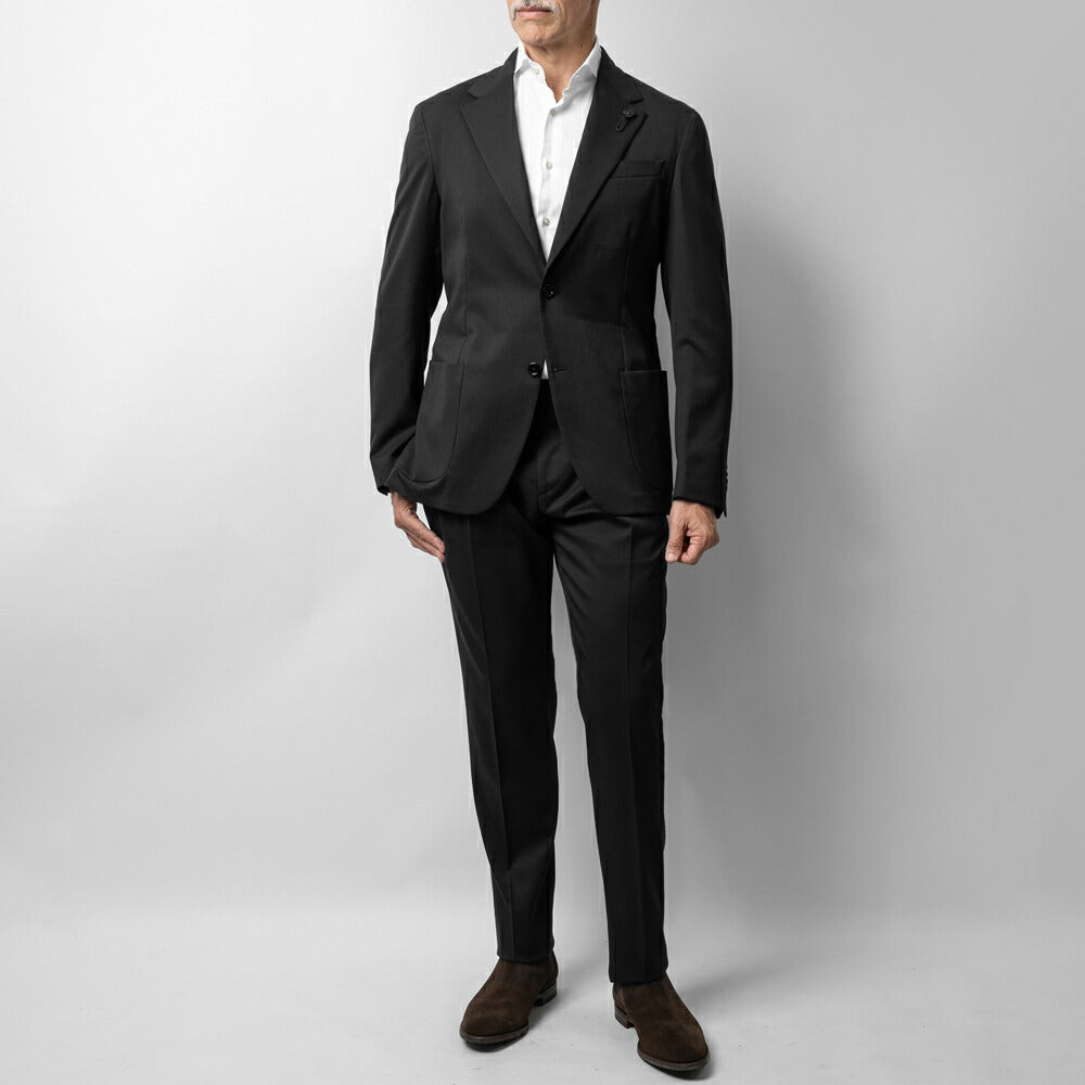 ラルディーニ LARDINI スーツ IV148E-IVEL63703 ジャケット 1プリーツパンツ EASY WEAR 高機能 ウール ストレッチウール ブラック ネイビー グレー オールシーズン メンズ セット セットアップ ブランド フォーマル 開き見せ  サイドベンツ 高級 クラシコ イタリア