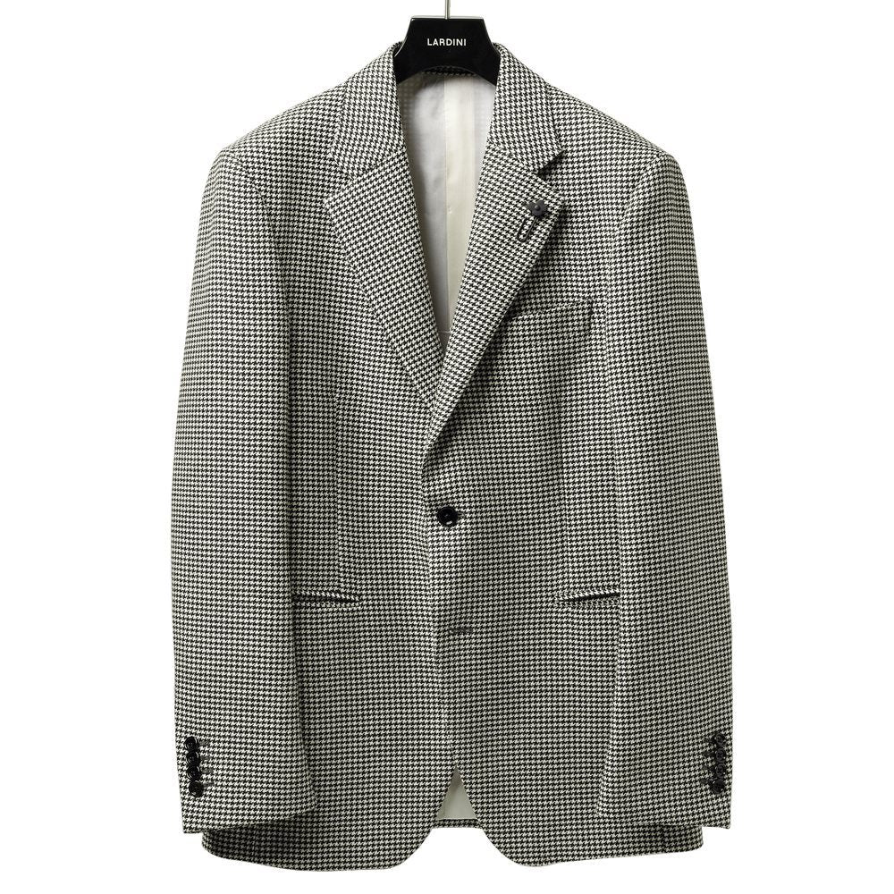 【返品不可】ラルディーニ LARDINI ジャケット 千鳥柄 IV5802E-IVSF63501 シングル テーラードジャケット ハウンドトゥース 24秋冬 メンズ ビジネス ブランド ライトツイード ノッチドラペル 2ボタン ホワイト ブラック サイドベンツ 高級 クラシコ イタリア