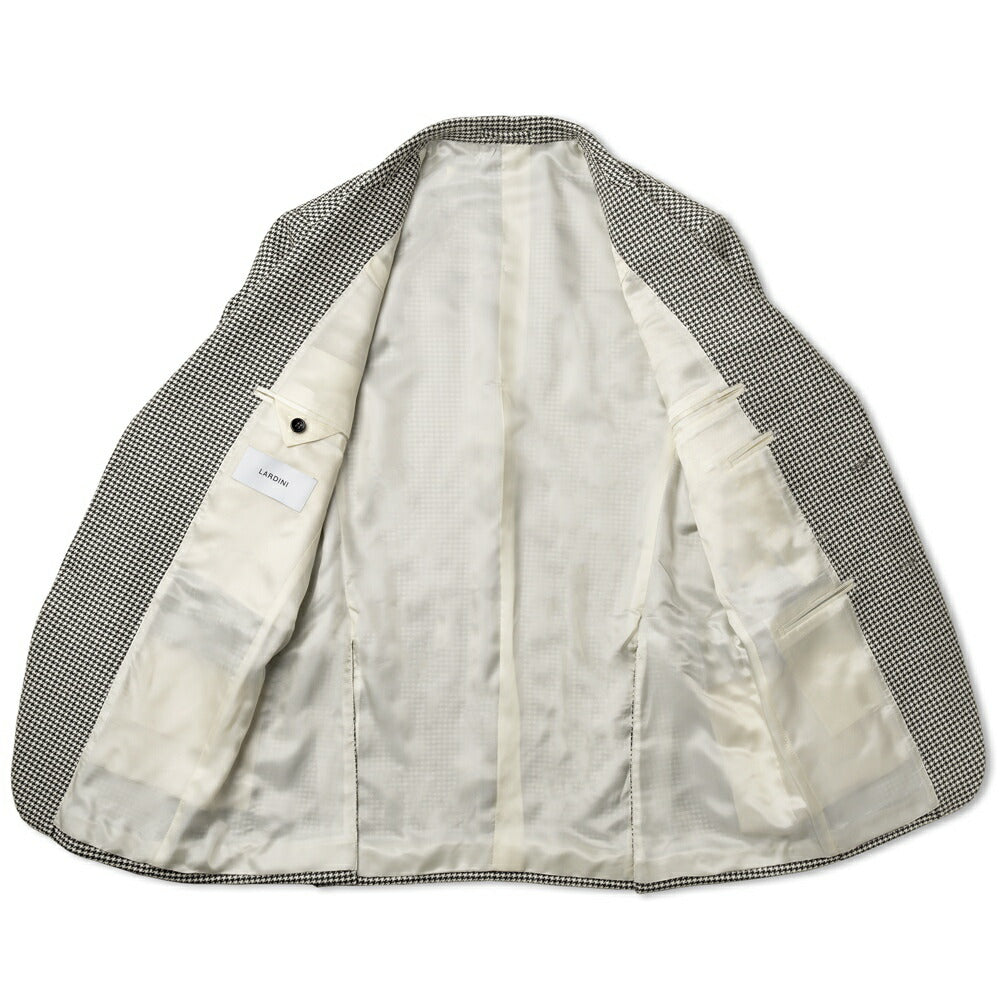 【返品不可】ラルディーニ LARDINI ジャケット 千鳥柄 IV5802E-IVSF63501 シングル テーラードジャケット ハウンドトゥース 24秋冬 メンズ ビジネス ブランド ライトツイード ノッチドラペル 2ボタン ホワイト ブラック サイドベンツ 高級 クラシコ イタリア