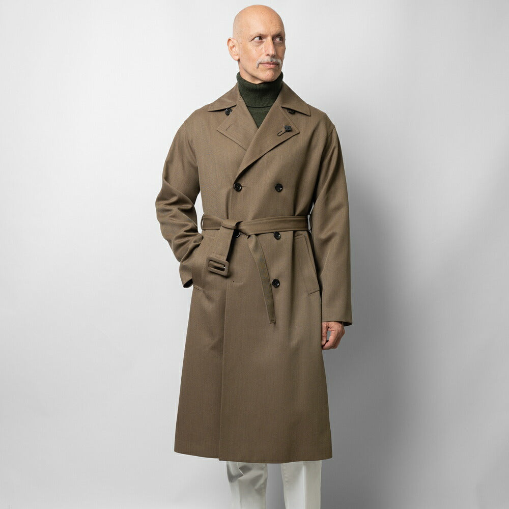 ラルディーニ LARDINI ロングトレンチコート IVADRIEL-IVAM63553 420 ウール カーキ 24AW 24秋冬 トレンチコート ロング ロングコート ミリタリーコート メンズ ツイル ビジネス ブランド 高級 クラシコ イタリア インポート