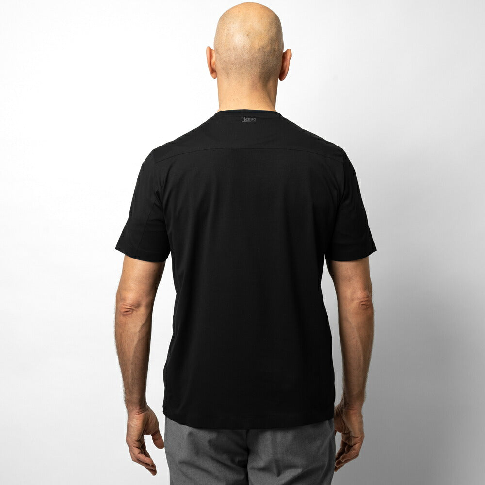 【返品不可】ヘルノ HERNO コットンTシャツ クルーネック JG000168U ブラック ネイビー ホワイト 半袖 Tシャツ 黒T 白T シャツ 紺 メンズ 高級Tシャツ インナー カットソー 無地Tシャツ ストレッ ハイブランドTシャツ ハイブランド カジュアル イタリア 夏