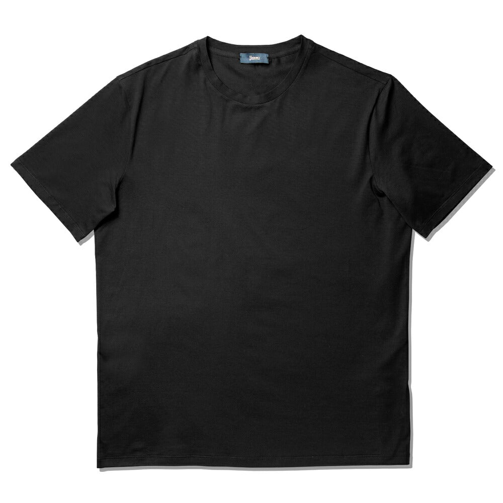 ヘルノ HERNO Tシャツ カットソー クルーネック コットン JG000174U スーパーファインコットン ストレッチ  半袖 メンズ ネイビー ブラック ホワイト 9200 9300 1000 綿 コットン カジュアル ブランド 大きいサイズ 白 黒 紺 インナー 無地 スリム