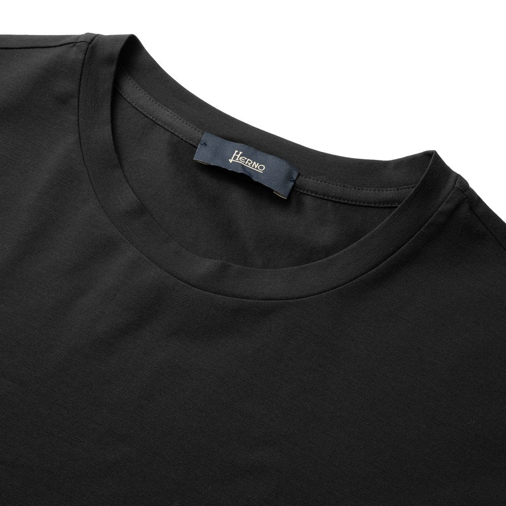 ヘルノ HERNO Tシャツ カットソー クルーネック コットン JG000174U スーパーファインコットン ストレッチ  半袖 メンズ ネイビー ブラック ホワイト 9200 9300 1000 綿 コットン カジュアル ブランド 大きいサイズ 白 黒 紺 インナー 無地 スリム