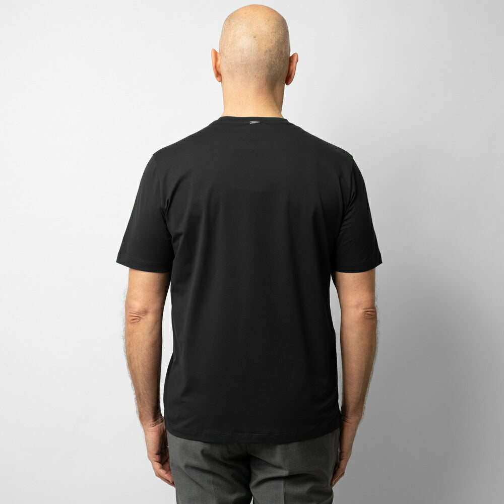 ヘルノ HERNO Tシャツ カットソー クルーネック コットン JG000174U スーパーファインコットン ストレッチ  半袖 メンズ ネイビー ブラック ホワイト 9200 9300 1000 綿 コットン カジュアル ブランド 大きいサイズ 白 黒 紺 インナー 無地 スリム