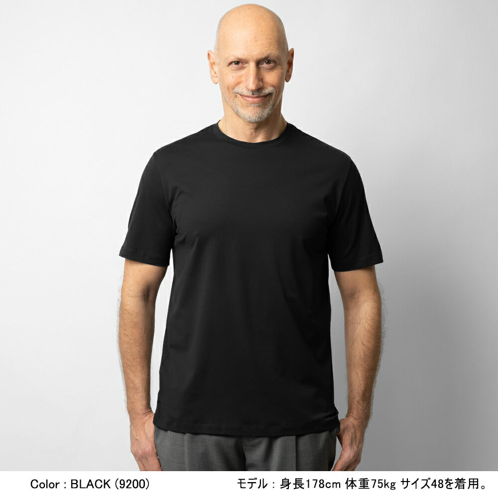 ヘルノ HERNO Tシャツ カットソー クルーネック コットン JG000174U スーパーファインコットン ストレッチ  半袖 メンズ ネイビー ブラック ホワイト 9200 9300 1000 綿 コットン カジュアル ブランド 大きいサイズ 白 黒 紺 インナー 無地 スリム