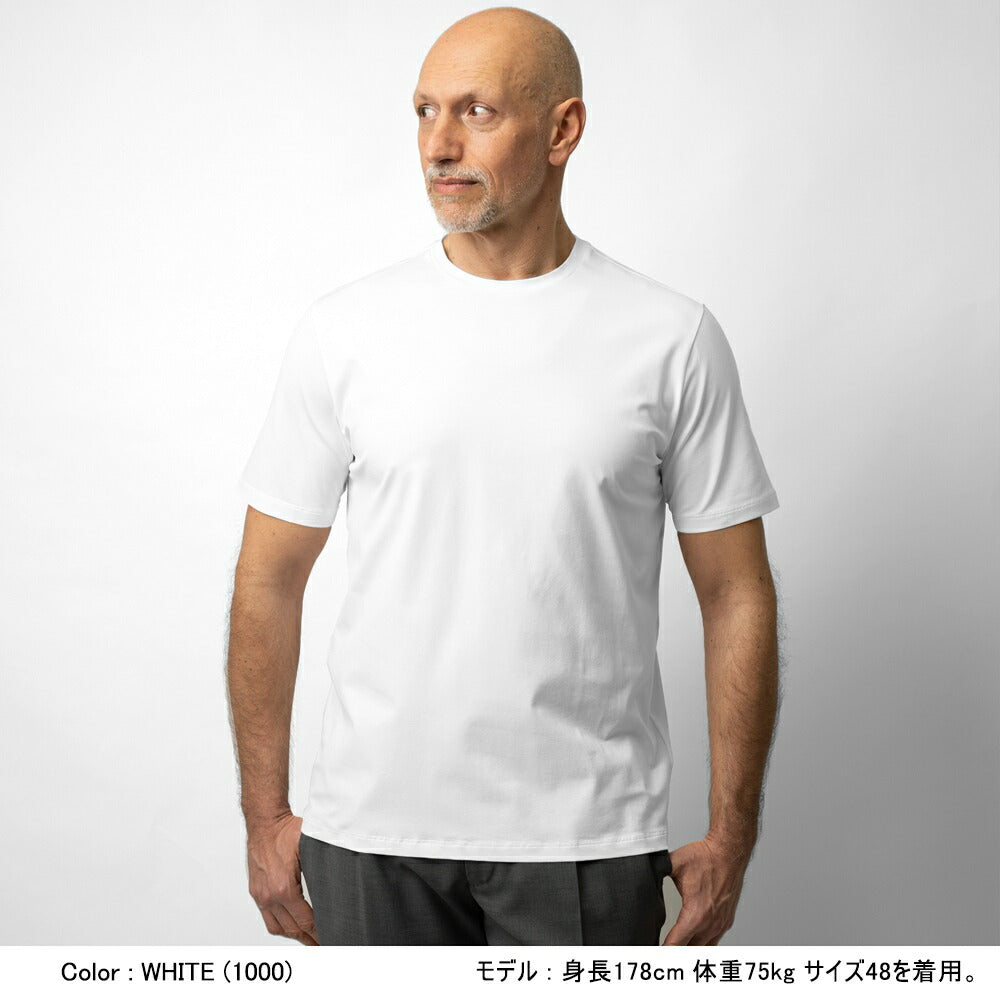 ヘルノ HERNO Tシャツ カットソー クルーネック コットン JG000174U スーパーファインコットン ストレッチ  半袖 メンズ ネイビー ブラック ホワイト 9200 9300 1000 綿 コットン カジュアル ブランド 大きいサイズ 白 黒 紺 インナー 無地 スリム