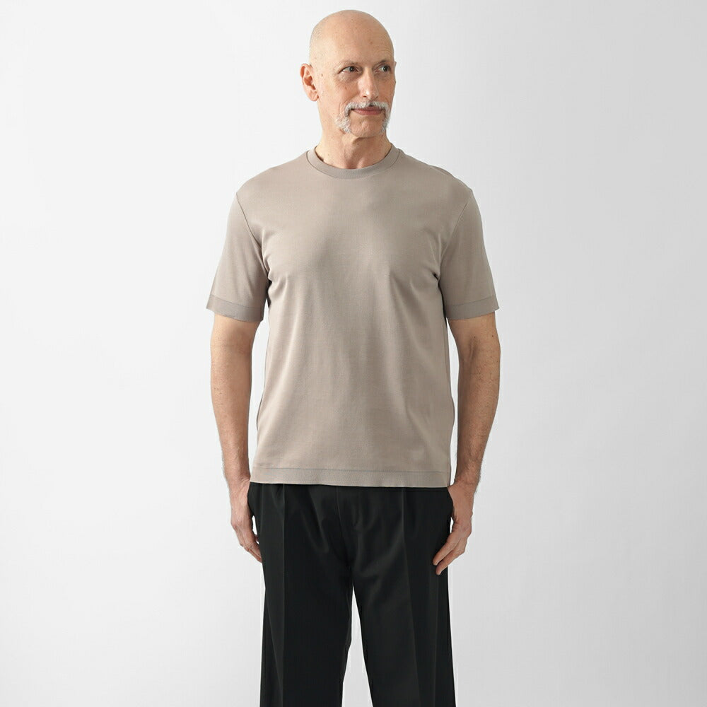 ヘルノ HERNO ニット Tシャツ カットソー JG000206U クルーネック コットン ストレッチ 半袖 メンズ グレージュ ブラック 2600 9300 綿 コットン カジュアル ドレス ブランド 大きいサイズインナー 無地 ニットT スリム イタリア インポート