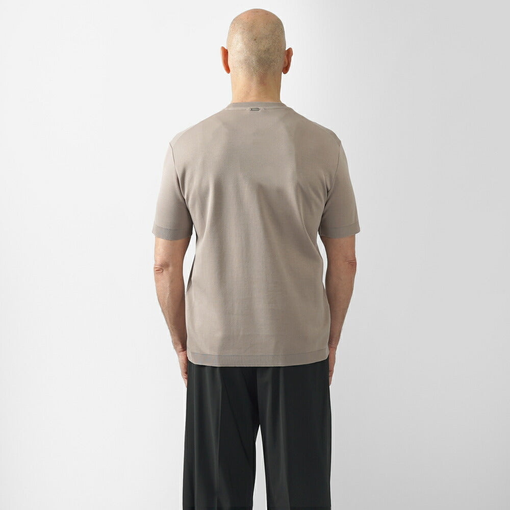ヘルノ HERNO ニット Tシャツ カットソー JG000206U クルーネック コットン ストレッチ 半袖 メンズ グレージュ ブラック 2600 9300 綿 コットン カジュアル ドレス ブランド 大きいサイズインナー 無地 ニットT スリム イタリア インポート