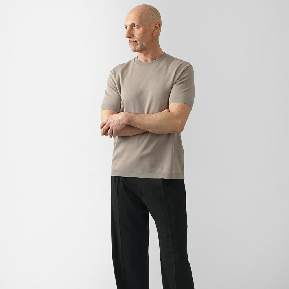 ヘルノ HERNO ニット Tシャツ カットソー JG000206U クルーネック コットン ストレッチ 半袖 メンズ グレージュ ブラック 2600 9300 綿 コットン カジュアル ドレス ブランド 大きいサイズインナー 無地 ニットT スリム イタリア インポート