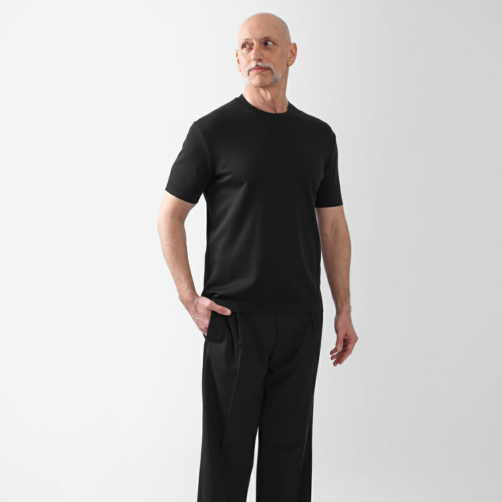 ヘルノ HERNO ニット Tシャツ カットソー JG000206U クルーネック コットン ストレッチ 半袖 メンズ グレージュ ブラック 2600 9300 綿 コットン カジュアル ドレス ブランド 大きいサイズインナー 無地 ニットT スリム イタリア インポート