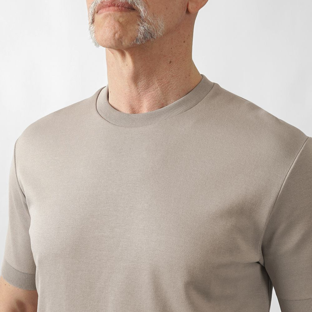 ヘルノ HERNO ニット Tシャツ カットソー JG000206U クルーネック コットン ストレッチ 半袖 メンズ グレージュ ブラック 2600 9300 綿 コットン カジュアル ドレス ブランド 大きいサイズインナー 無地 ニットT スリム イタリア インポート