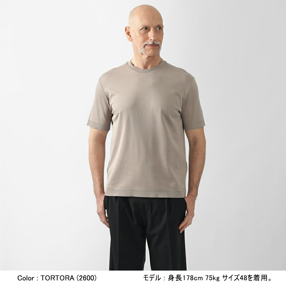 ヘルノ HERNO ニット Tシャツ カットソー JG000206U クルーネック コットン ストレッチ 半袖 メンズ グレージュ ブラック 2600 9300 綿 コットン カジュアル ドレス ブランド 大きいサイズインナー 無地 ニットT スリム イタリア インポート