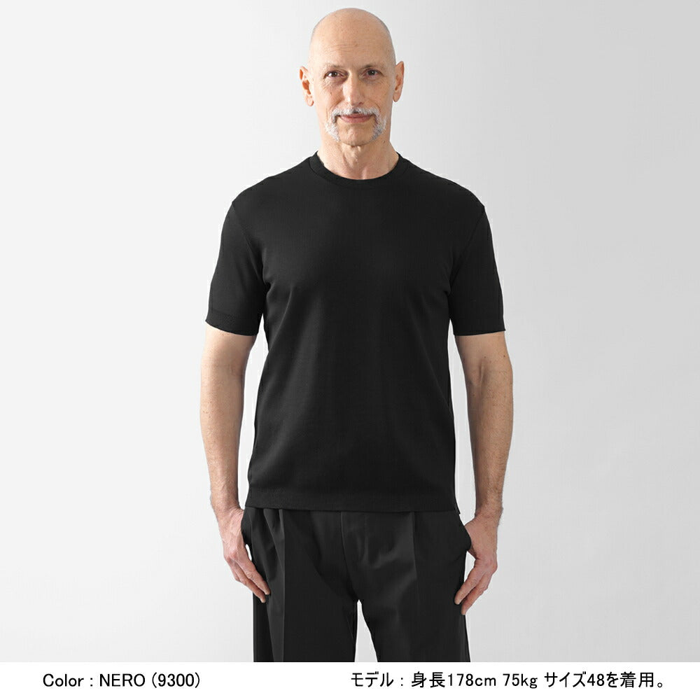 ヘルノ HERNO ニット Tシャツ カットソー JG000206U クルーネック コットン ストレッチ 半袖 メンズ グレージュ ブラック 2600 9300 綿 コットン カジュアル ドレス ブランド 大きいサイズインナー 無地 ニットT スリム イタリア インポート