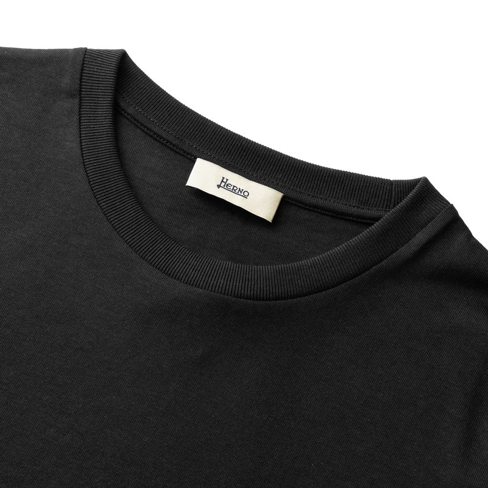 【返品不可】ヘルノ HERNO ニットTシャツ JG000223D レディース クルーネック Tシャツ ブラック ホワイト きれいめ 半袖 白 黒 無地 スリム ブランド 春 夏 コットンジャージー リヨセル コットン ストレッチ