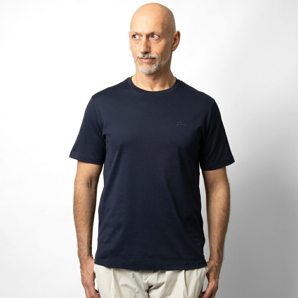 ヘルノ HERNO Tシャツ クルーネック JG00023UR ネイビー カーキ リゾートライン メンズ Tシャツ イタリア カットソー 高級Tシャツ ハイブランド 半袖